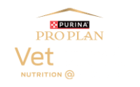 Logo of Purina Pro Plan Vet Direct, featuring the text "Purina Pro Plan Vet Direct Nutrition Delivered" with a stylized roof shape over the word "Purina" and a small paw print between "Nutrition" and "Delivered." Ideal for veterinarian recommendations.